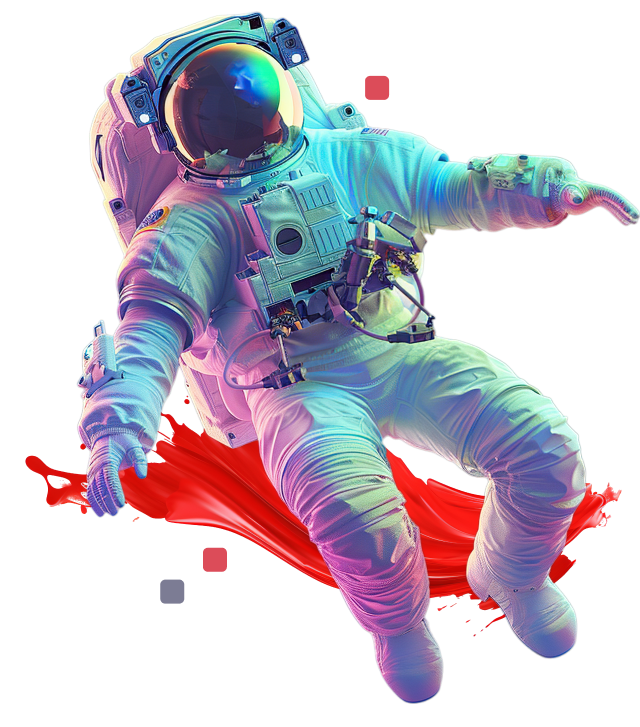 Futuristic astronaut floating in space